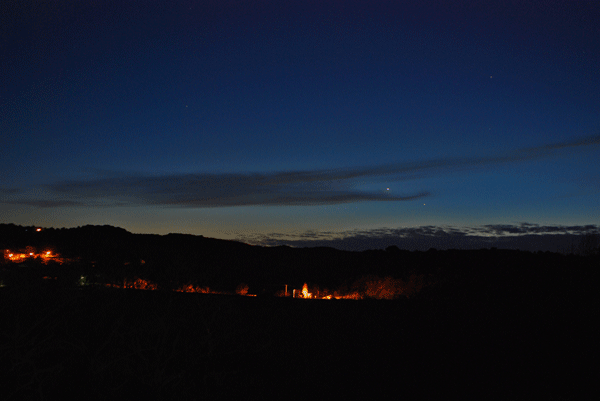 Mercure et Vénus, coucher du Soleil avril 2010 ©Ron in Space